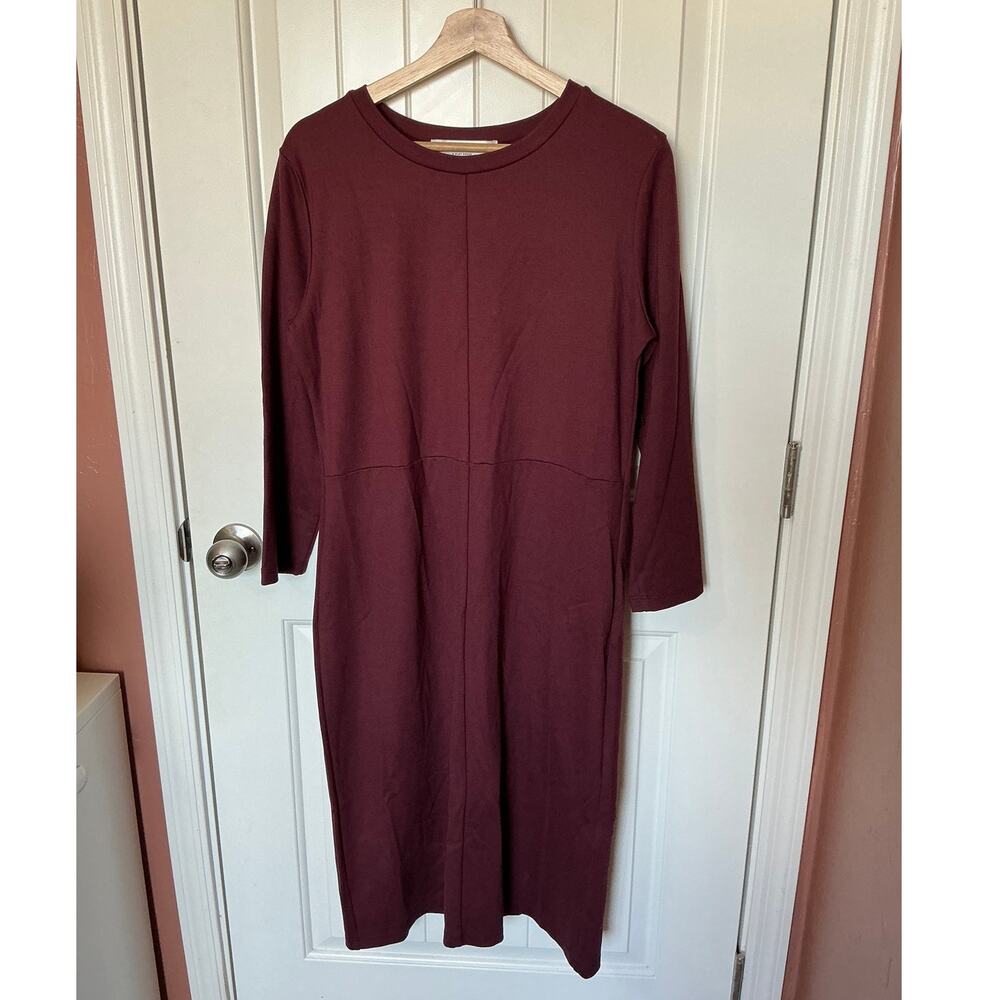 NWOT Sonnet James A Play Dress 3/4 Sleeve Large Maroon